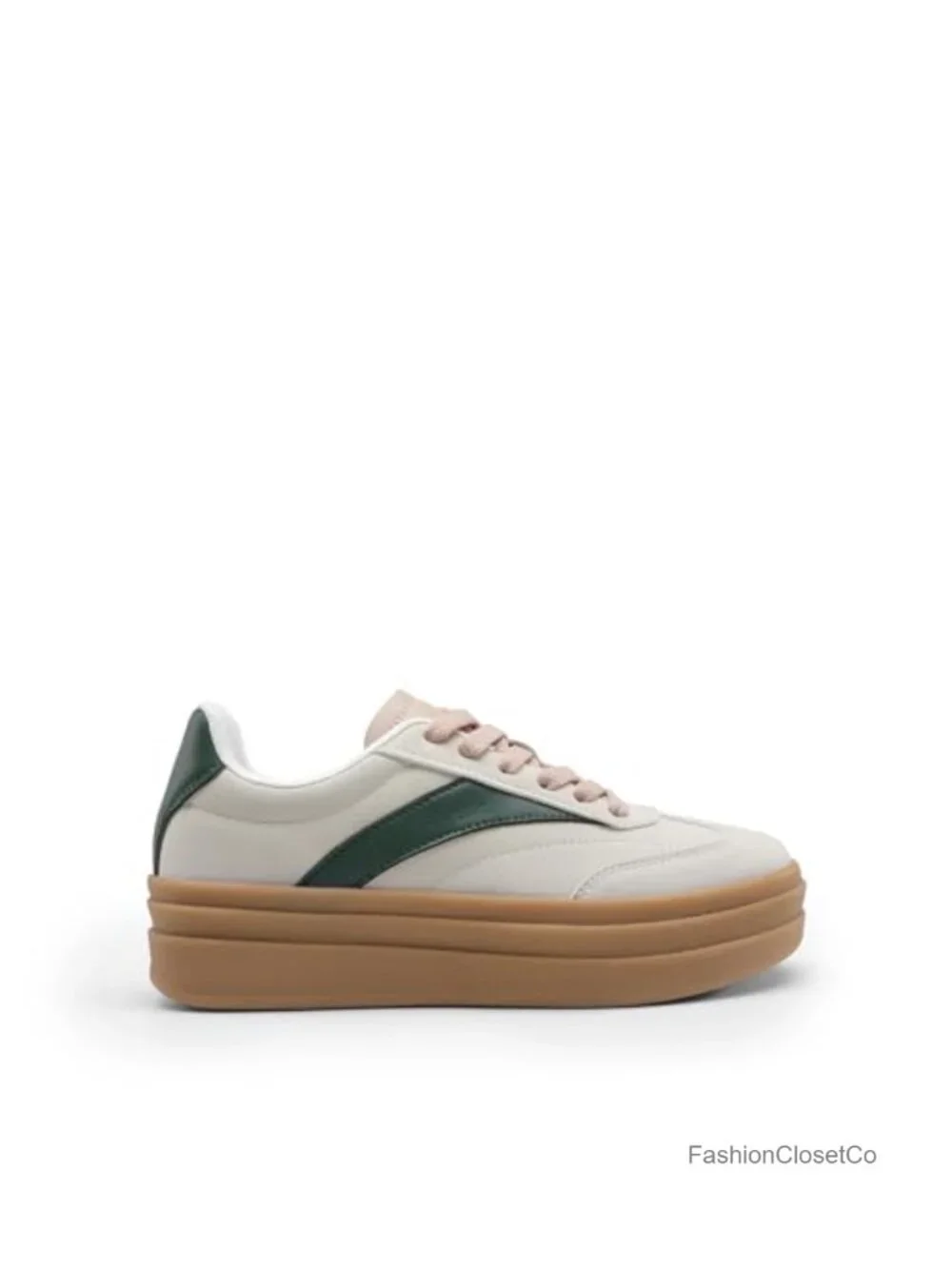 Women's Platform Sneakers - Vegan Leather Faux Suede Lace-Up Casual Tennis Shoes